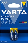 Батарейки мизинчиковые VARTA LONGLIFE POWER LR03/AAA BL2 (блистер 2шт) 4008496559701