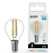 Лампа Gauss Filament Elementary Шар 12W 750lm 4100К Е14 LED 1/10/100 52122