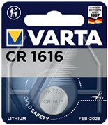 Батарейки литиевые VARTA ELECTRONICS CR1616 6616 BL1 (блистер 1шт) 4008496270989