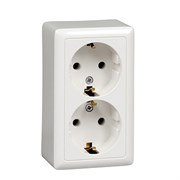 Розетка 2 ОП Schneider Electric ХИТ, О/У, с заземлением, без шторок, белый RA16-238I-B