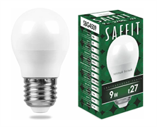 Лампа светодиодная SAFFIT SBG4509, G45 (шар), 9W 230V E27 2700К 55082-2