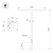 Опора OXOR-STER-T-2000x100x100-L3000-70W Warm3000 (BK, 230V) IP65 (Arlight, Сталь) 051412