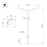 Опора OXOR-STER-Y-2000x100x100-L4000-50W Warm3000 (BK, 230V) IP65 (Arlight, Сталь) 051422