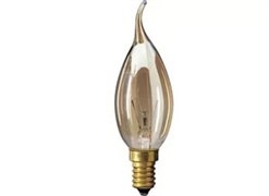 Свеча DECOR. С35 FLAME GL 40W E14  (230V) FOTON_LIGHTING  (S113) -  лампа   на ветру золотая 606037
