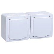 Розетка двойная Гермес Plus 2х2П+3 РСб22-3-ГПБб IP54 IEK ERMP22-K01-16-54-EC