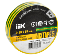 Изолента 0,18х19 мм желто-зеленая 20 метров ИЭК UIZ-20-10-K52 UIZ-20-10-K52-1
