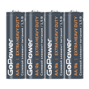 Батарейка GoPower R6 AA Shrink 4 Heavy Duty 1.5V (4/60/1200)(в упаковке 4шт) 00-00015592