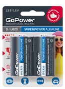 Батарейка GoPower LR20 D BL2 Alkaline 1.5V (2/12/96)(блистер 2шт)  00-00017862
