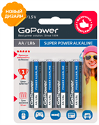 Батарейка GoPower LR6 AA BL4 Alkaline 1.5V (4/48/576)(блистер 4шт) 00-00015601