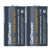 Батарейка GoPower R14 C Shrink 2 Heavy Duty 1.5V (2/24/288) (в упаковке 2шт) 00-00015596
