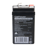 Аккумулятор свинцово-кислотный GoPower LA-430 4V 3Ah клеммы T0 (1/20) 00-00018350