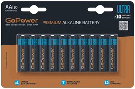 Батарейка GoPower ULTRA LR6 AA BL10 Alkaline 1.5V (10/100/800)(блистер 10шт) 00-00026395