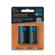 Батарейка GoPower ULTRA LR14 C BL2 Alkaline 1.5V (2/12/192)(блистер 2шт) 00-00026398