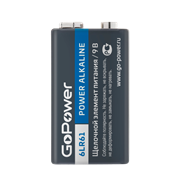 Батарейка GoPower Крона 6LR61 Shrink 1 Alkaline 9V (1/10/240)(в упаковке 1шт) 00-00030103