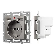 Механизм розетки с USB зарядкой SCT-MUAA-PL-GR (250V, 16A) (Arlight, -) 043735