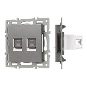 Механизм компьютерной розетки двойной SCT-MPC2-PL-GR (RJ-45, CAT6) (Arlight, -) 045338