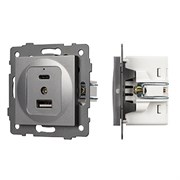 Механизм USB розетки SCT-MUAC-PL-GR-V (5V, 3A, QC4) (Arlight, -) 049840