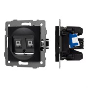 Механизм компьютерной розетки двойной SCT-MPC2-PL-BK-V (RJ-45, CAT6) (Arlight, -) 049853