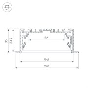 Профиль с экраном S2-LINIA94-F-2500 ANOD+OPAL (Arlight, Алюминий) 021178-1