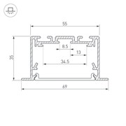 Профиль S2-LINIA69-F-2500 SEAMLESS ANOD (Arlight, Алюминий) 029470-1