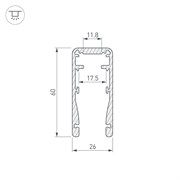 Профиль ALU-HANDRAIL-2000 FOR GLASS 17.5 (Arlight, Алюминий) 015477-1