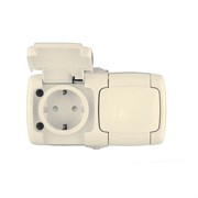Рондо О/У бел розетка с/з с крышкой 2-ая IP44 16А RA16-227B-BI-1