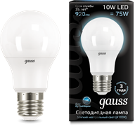 Лампа Gauss A60 10W 920lm 4100K E27 LED 1/10/50 102502210