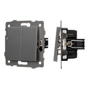 Механизм выключателя двухклавишный самовозвратный SWT-MKR2-PL-GR-V (250V, 10A) (Arlight, -) 049885