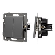 Механизм выключателя двухклавишный непроходной SWT-MK02-PL-GR-V (250V, 10A) (Arlight, -) 049889