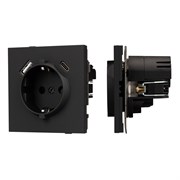 Механизм розетки с USB зарядкой SCT-TENDO-MUAC-SFPL-BK (230V, 16A) (Arlight, -) 054607