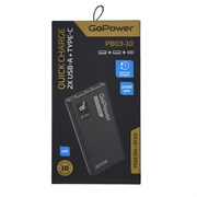 Внешний аккумулятор GoPower PB03-10 10000mAh 3.0A 22.5W 2USB/Type-C черный (1/50) 00-00029659