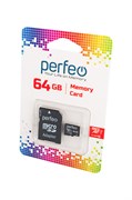 PERFEO microSDXC 64GB High-Capacity (Class 10) UHS-1 с адаптером BL1(блистер 1шт) 19200-1