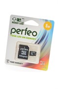 PERFEO microSD 8GB High-Capacity (Class 10) с адаптером BL1(блистер 1шт) 14465