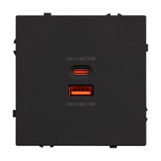 Механизм розетки с быстрой USB зарядкой SCT-NOBE-MUAC-SFPL-FC-BK (65W, QC3) (Arlight, -) 054317