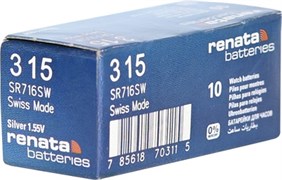 Батарейки серебряно-цинковые RENATA SR716SW  315 (0%Hg), упак. 10 шт 19641