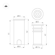 Светильник ART-PELURU-GROUND-R23-1W Warm3000 (SL, 30 deg, 24V) (Arlight, IP67 Металл, 3 года) 056633