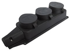 Колодка F280    с заз. 3гн FAR каучук 16А IP44 F280