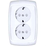 РОНДО Розетка двойная скрытая белая с заземлением и шторками 16А 250В RS16-226-BI