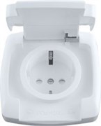 РОНДО Розетка скрытая с заземлением 250В 16А со шторками белая RS16-121-BI