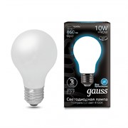 Лампа Gauss Filament А60 10W 860lm 4100К Е27 milky LED 1/10/40 102202210