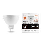 Лампа Gauss Elementary MR16 9W 640lm 3000K GU5.3 LED 1/10/100 13519