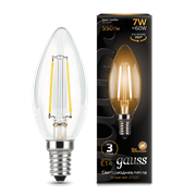 Лампа Gauss Filament Свеча 7W 550lm 2700К Е14 LED 1/10/50 103801107