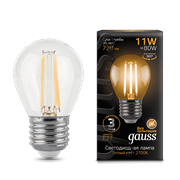 Лампа Gauss Filament Шар 11W 720lm 2700К Е27 LED 1/10/50 105802111