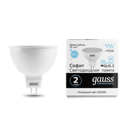 Лампа Gauss Elementary MR16 9W 680lm 6500K GU5.3 LED 1/10/100 13539