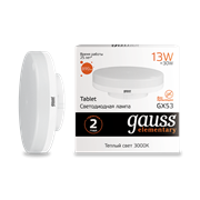 Лампа Gauss Elementary GX53 13W 890lm 3000K LED 1/10/100 83813
