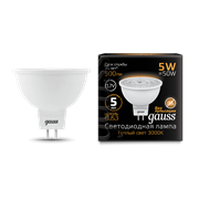 Лампа Gauss MR16 12V 5W 500lm 3000K GU5.3 LED 1/10/100 201505105
