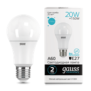 Лампа Gauss Elementary A60 20W 1600lm 4100K E27 LED 1/10/50 23229