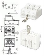 BJB  3-полюсная клеммная колодка 1мм, самозажимная с заземлением16A 450V 46.413.114.50