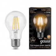 Лампа Gauss Filament А60 10W 930lm 2700К Е27 LED 1/10/40 102802110