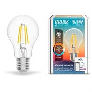 Лампа Gauss Smart Home Filament А60 6,5W 806lm 2000-6500К E27 изм.цвет.темп.+дим. LED 1/10/40 1220112